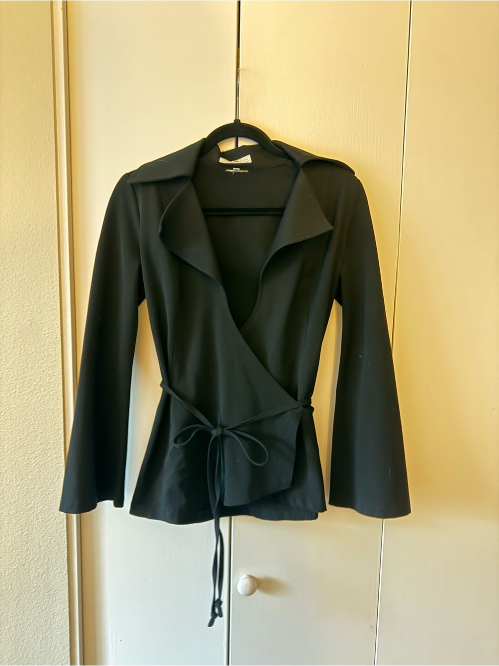 Vertigo Paris Black Wrap Blazer with Tie Waist